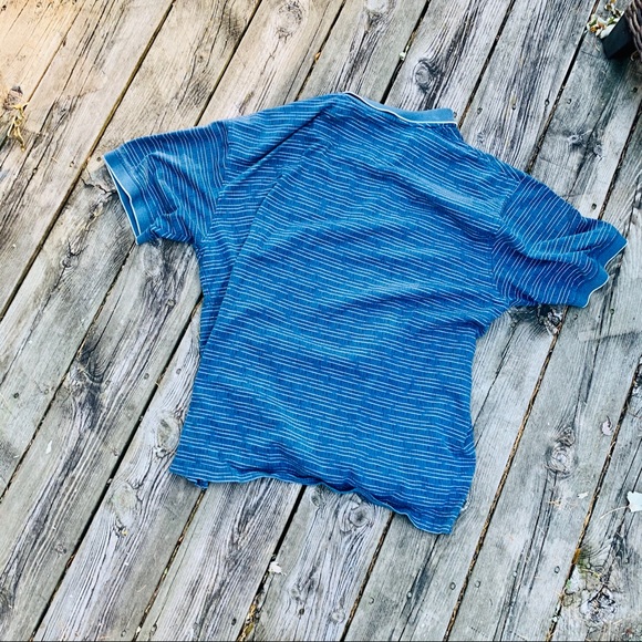 Men’s Blue Striped Polo - Picture 2 of 3